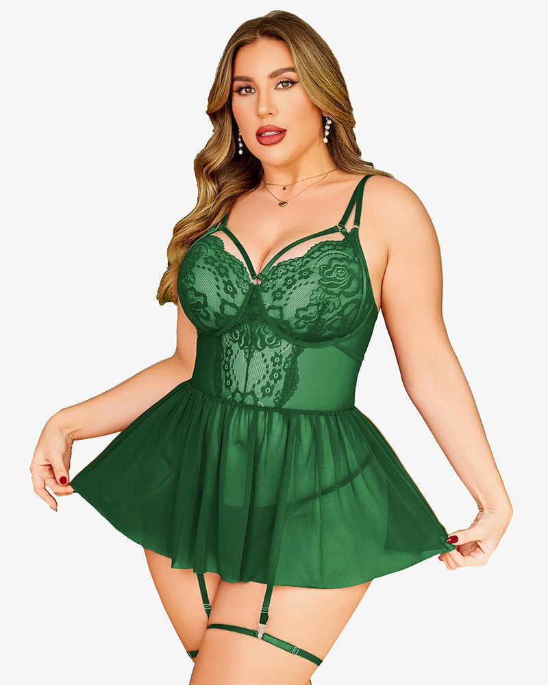 Plus Size Lace Babydoll Boudoir Nighty
