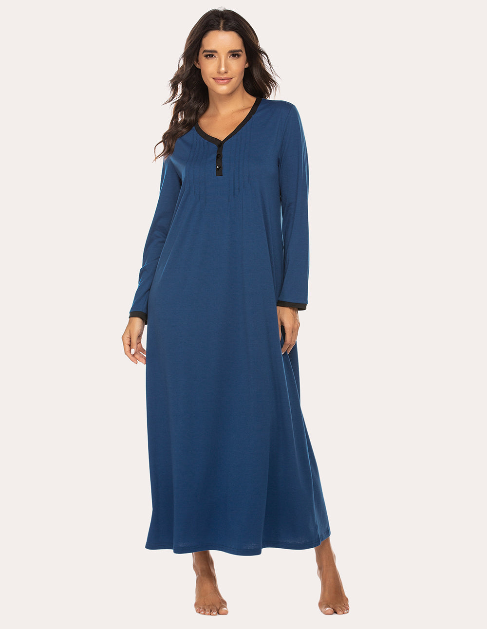 Long Sleeve Front Pleated Nightgown (US Only)