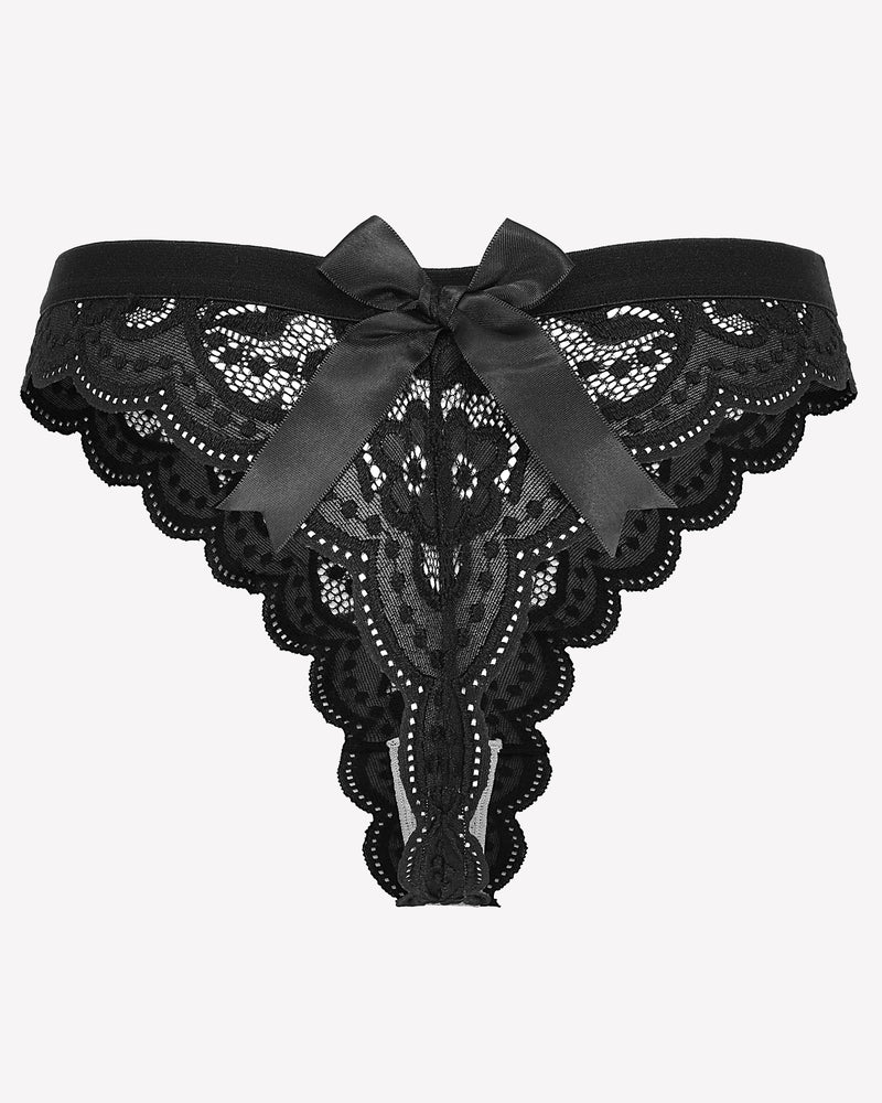 Lace Bow Panties T Back Low Waist Thong