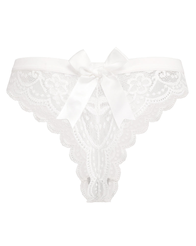 Lace Bow Panties T Back Low Waist Thong