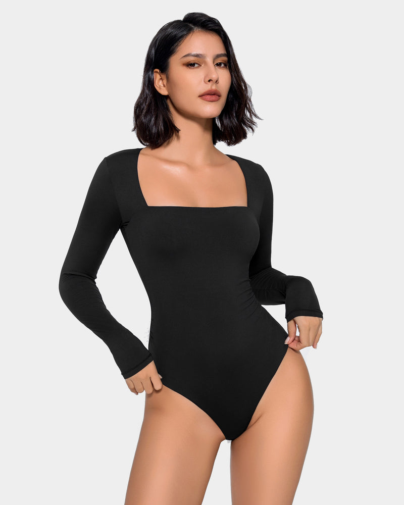 Square Neck Double Lined Shapewear Bodysuit