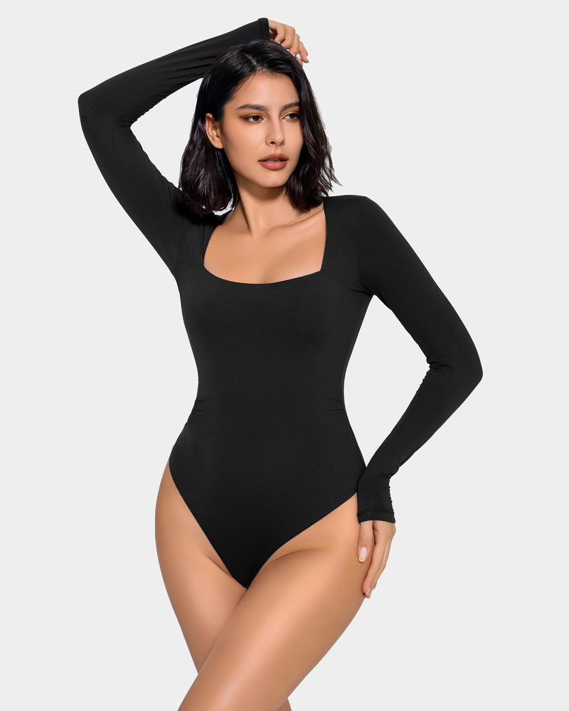 Square Neck Double Lined Shapewear Bodysuit