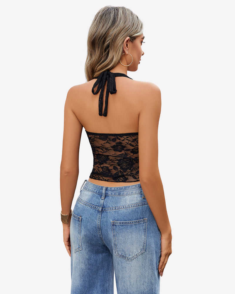 Y2K Halter Tops Lace Tank Top