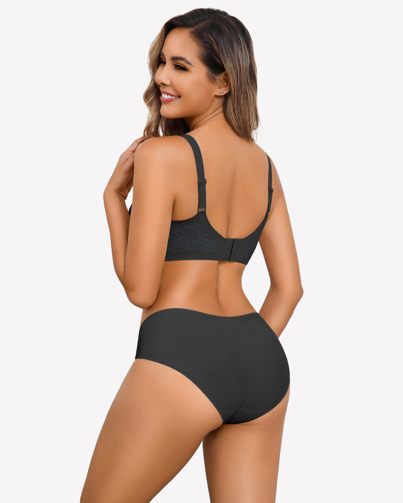 Wireless Lace Seamless Padded V Neck Bra