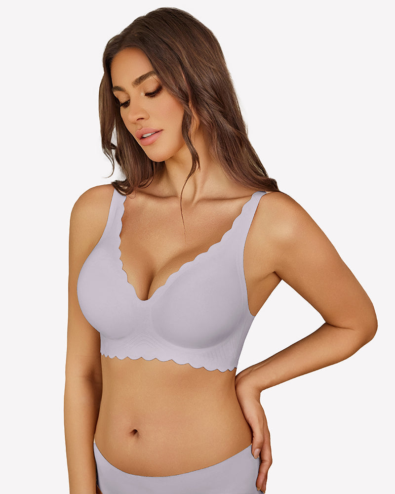 Wireless V Neck Seamless Full Coverage Bra