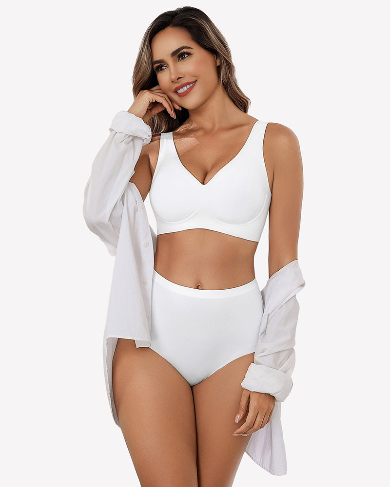 Seamless Bralette Full Coverage V Neck Bras