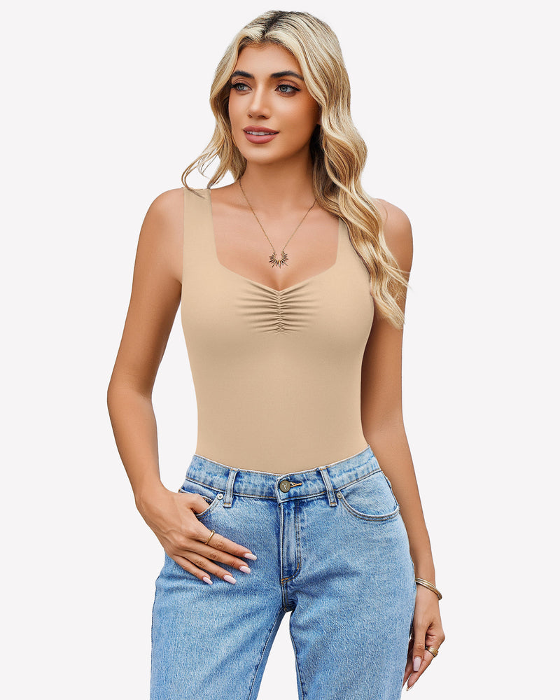Sweetheart Neck Ruched Bodysuit