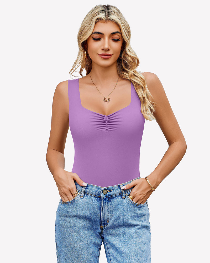 Sweetheart Neck Ruched Bodysuit