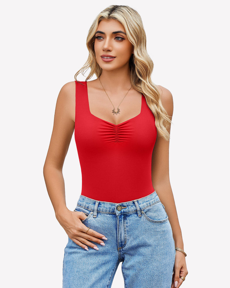 Sweetheart Neck Ruched Bodysuit