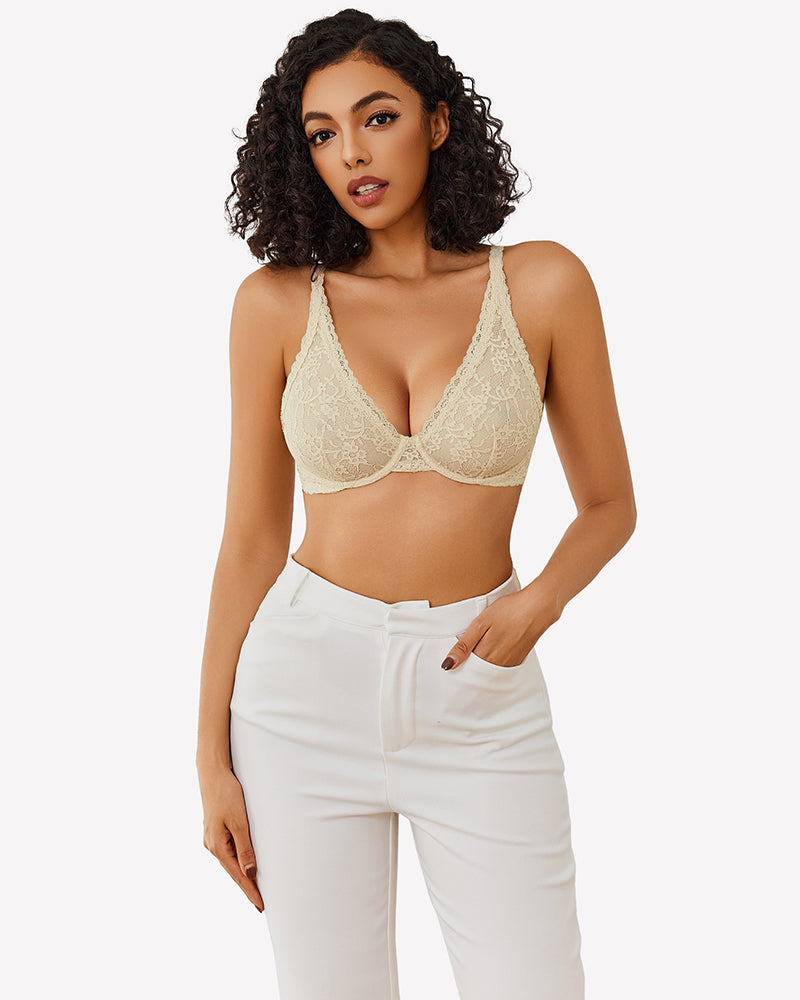 Sheer Underwire Unlined Plunge Bras