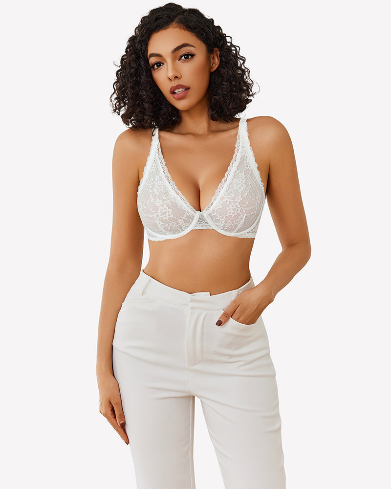 Sheer Underwire Unlined Plunge Bras