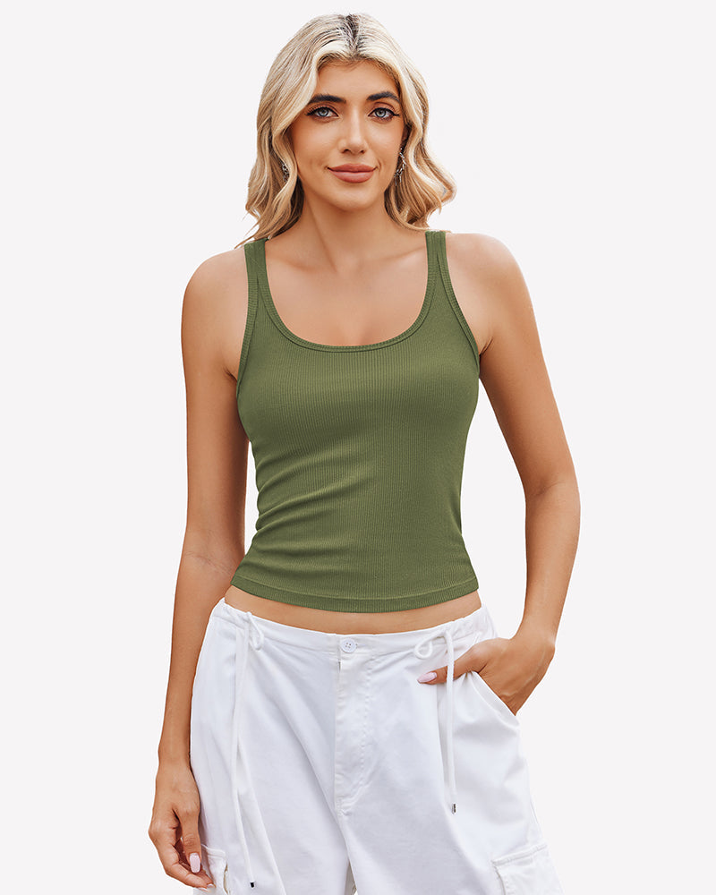 Square Neck Racerback Ribbed Tops
