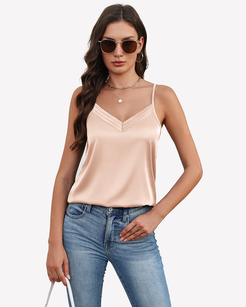 Silk Satin Tank Tops V Neck Tank Shirt