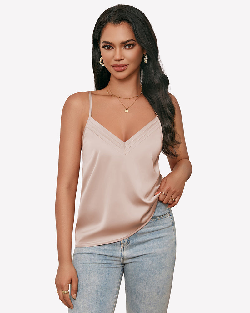 Silk Satin Tank Tops V Neck Tank Shirt