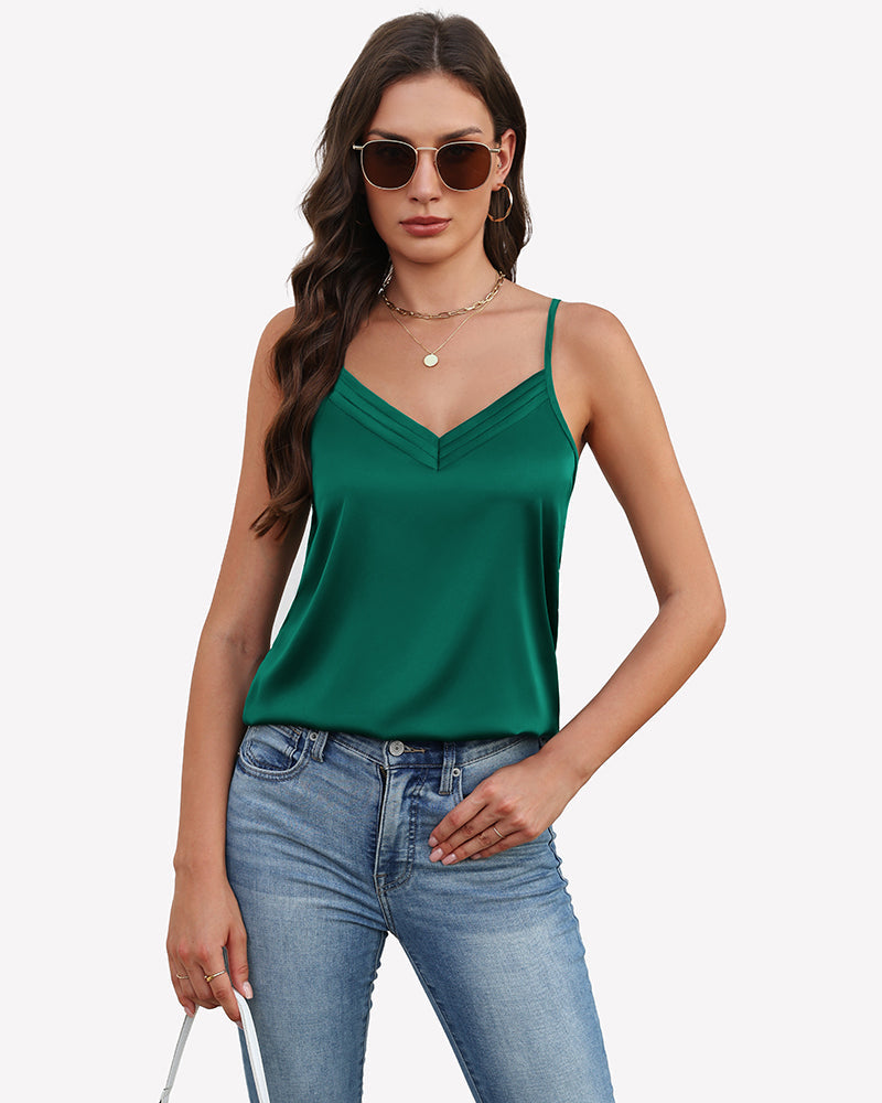 Silk Satin Tank Tops V Neck Tank Shirt