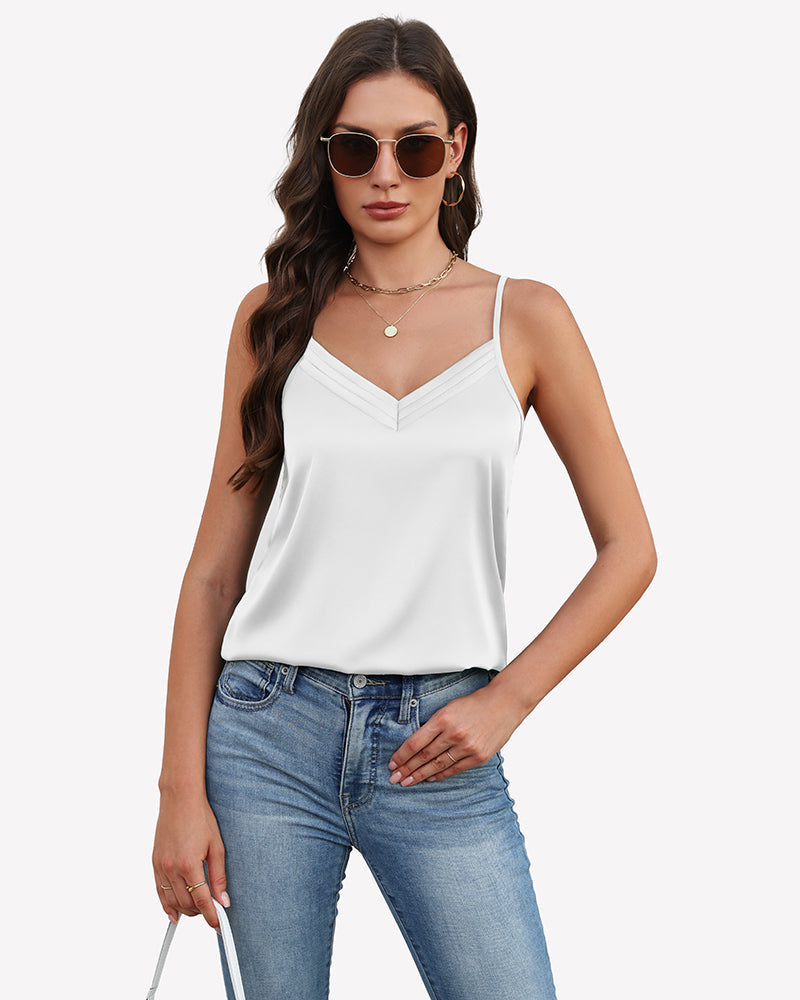 Silk Satin Tank Tops V Neck Tank Shirt