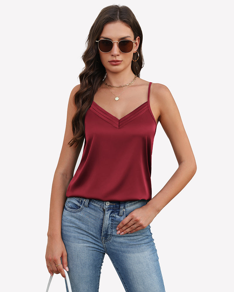 Silk Satin Tank Tops V Neck Tank Shirt