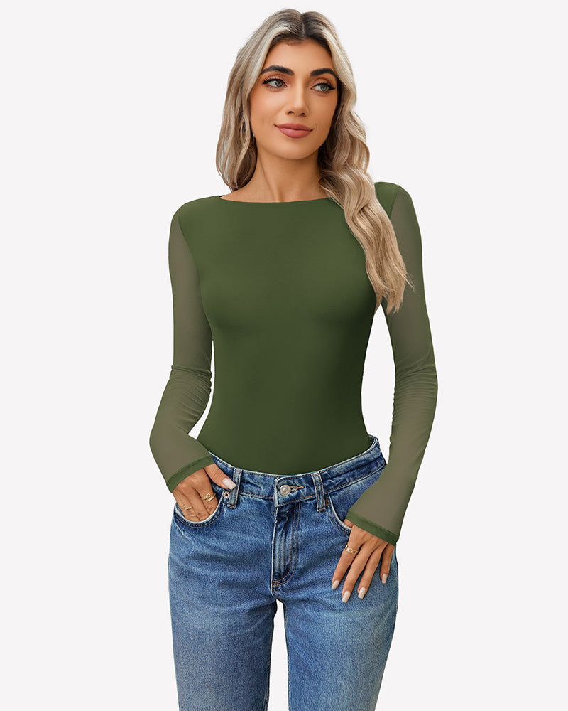Mesh Long Sleeve Bodysuit