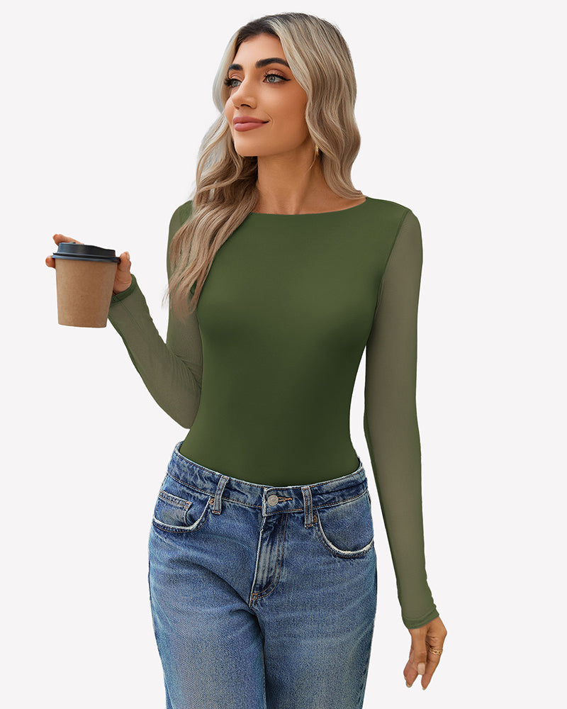 Mesh Long Sleeve Bodysuit