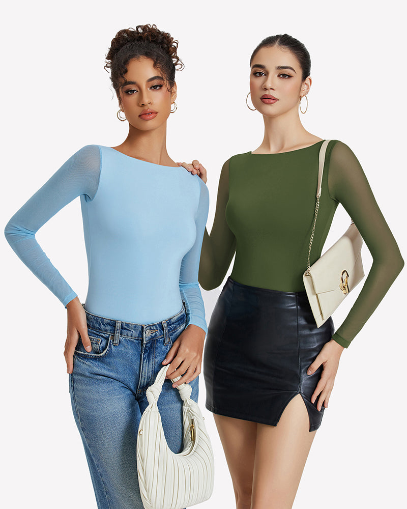 Mesh Long Sleeve Bodysuit