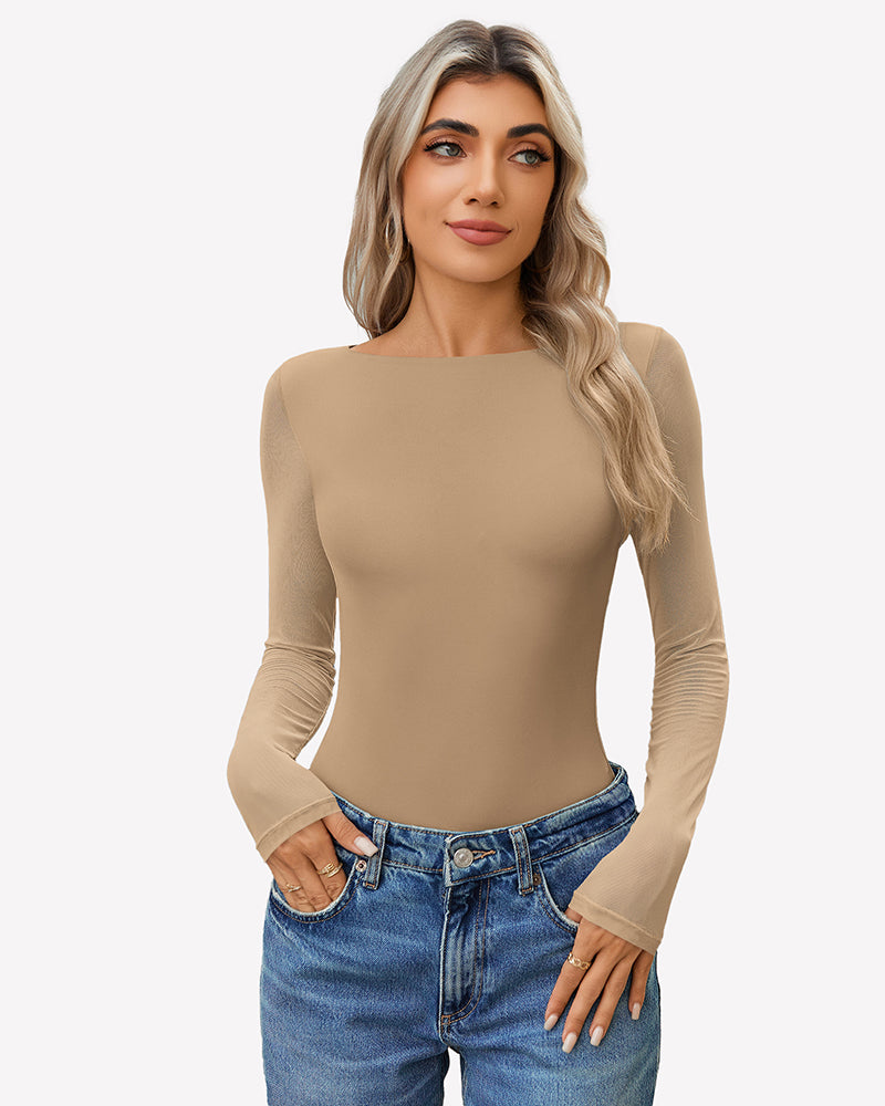 Mesh Long Sleeve Bodysuit