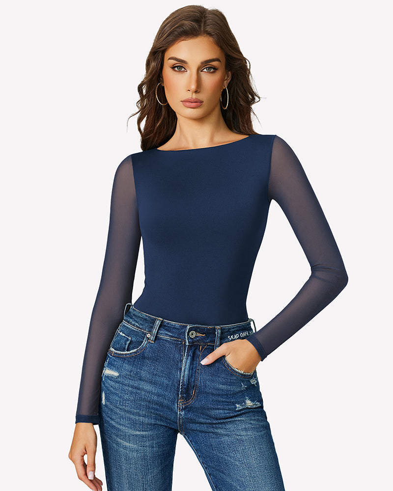 Mesh Long Sleeve Bodysuit