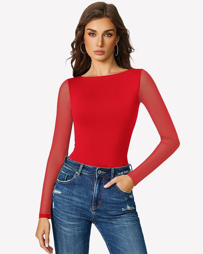 Mesh Long Sleeve Bodysuit