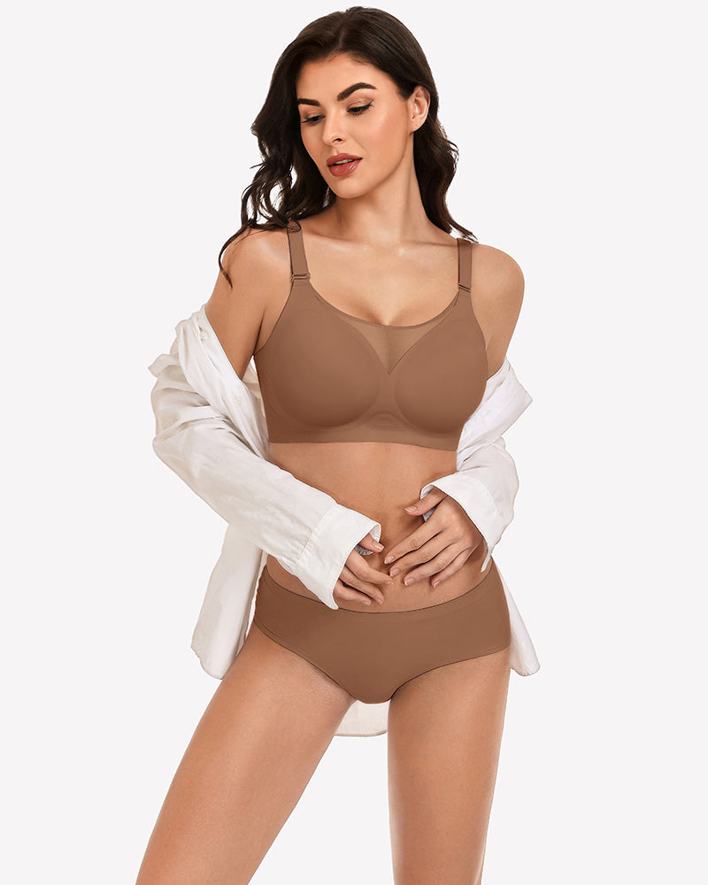 Seamless Push Up Full Coverage Bra Mesh Comfy Bralette