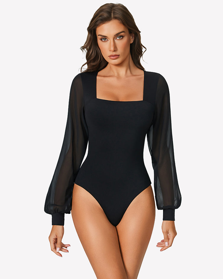 Puff Long Sleeve Bodysuit Leotards