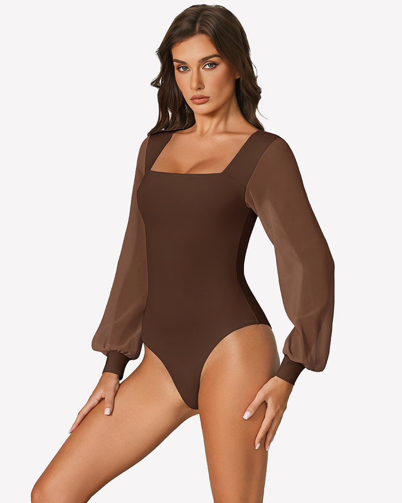 Puff Long Sleeve Bodysuit Leotards