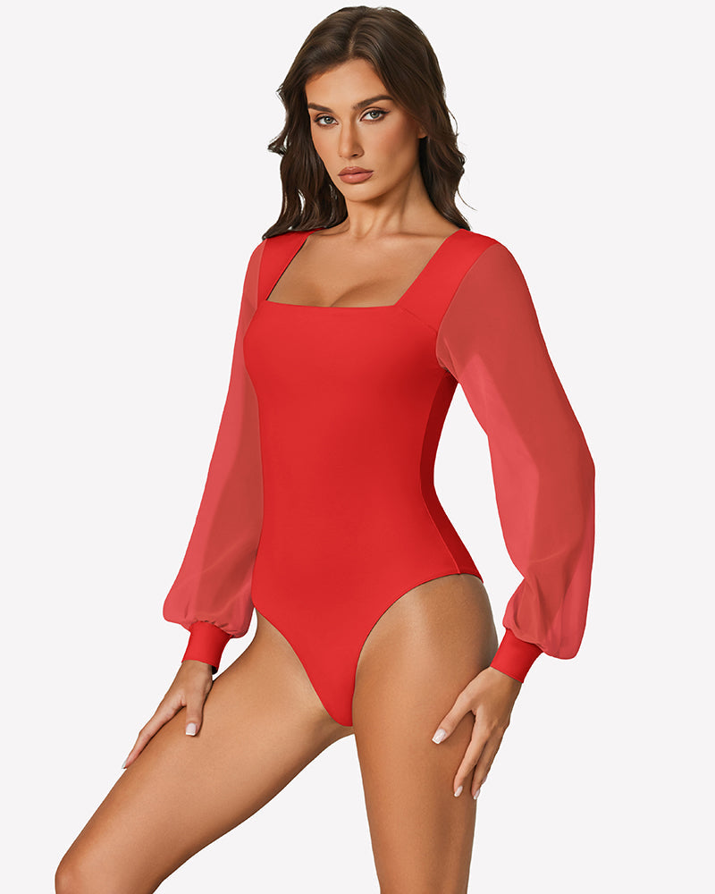 Puff Long Sleeve Bodysuit Leotards