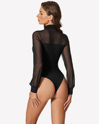 Long Sleeve Mesh Turtleneck Bodysuit