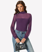 Long Sleeve Mesh Turtleneck Bodysuit