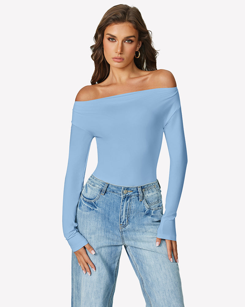Off the Shoulder Long Sleeve Bodysuit