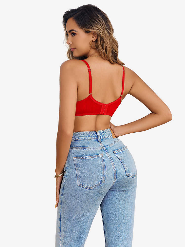 Underwire Lace Floral Crossover Bra