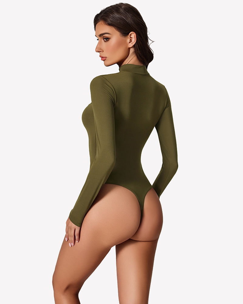 Long Sleeve Leotard Mesh Bodysuit Tops
