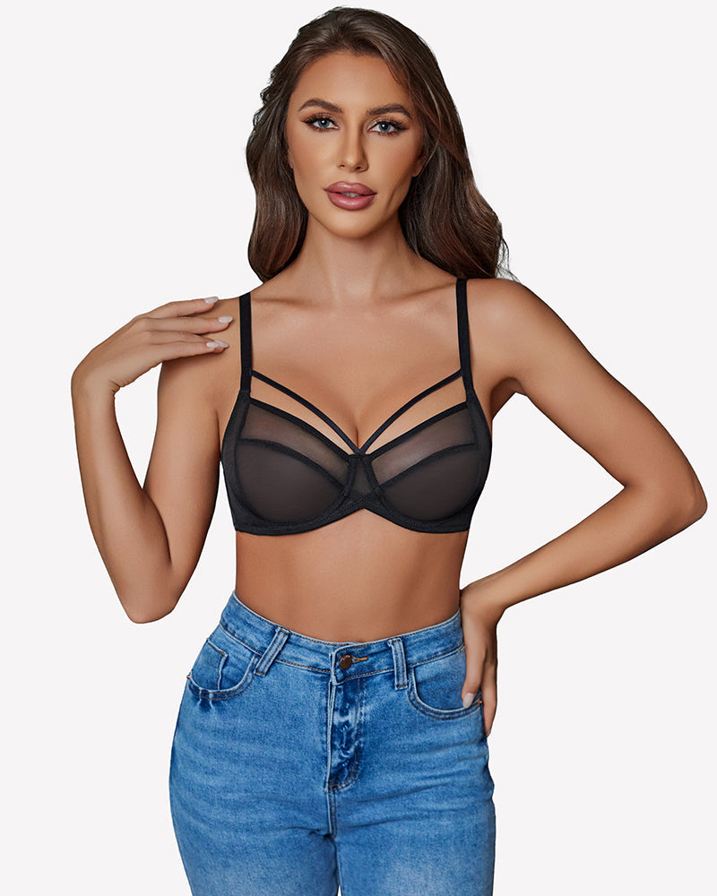 Sheer Mesh Full Coverage Unlined Minimier Bra