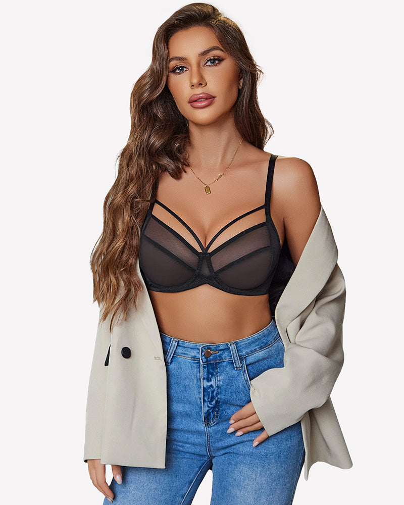 Sheer Mesh Full Coverage Unlined Minimier Bra
