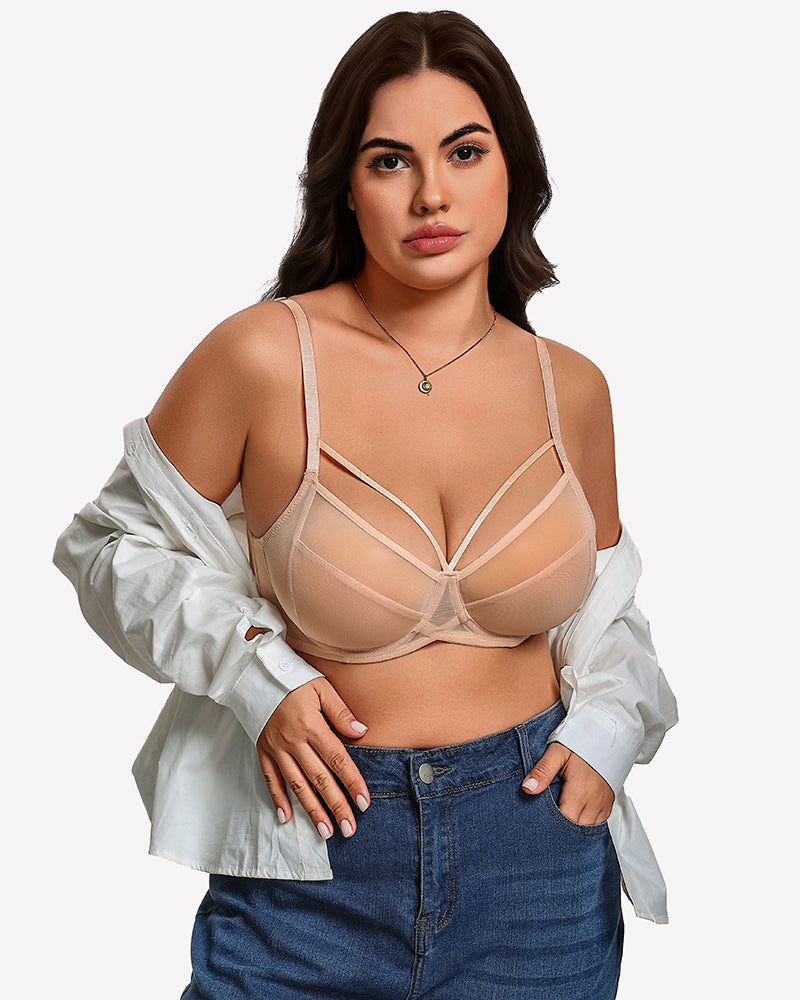 Sheer Mesh Full Coverage Unlined Minimier Bra