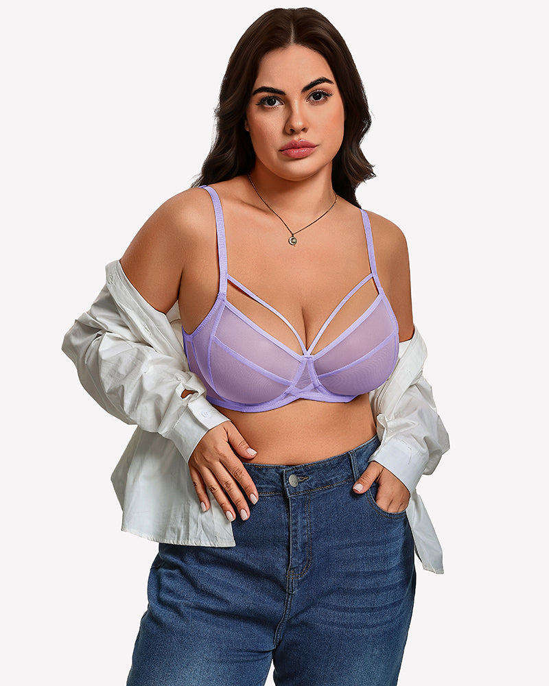 Sheer Mesh Full Coverage Unlined Minimier Bra