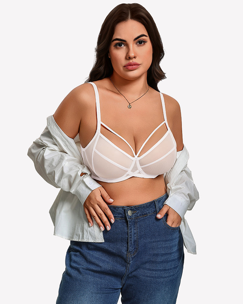 Sheer Mesh Full Coverage Unlined Minimier Bra