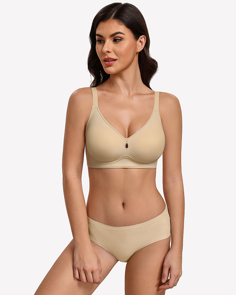 No Underwire Seamless Bralette Cutout Bra with Velvet Trim