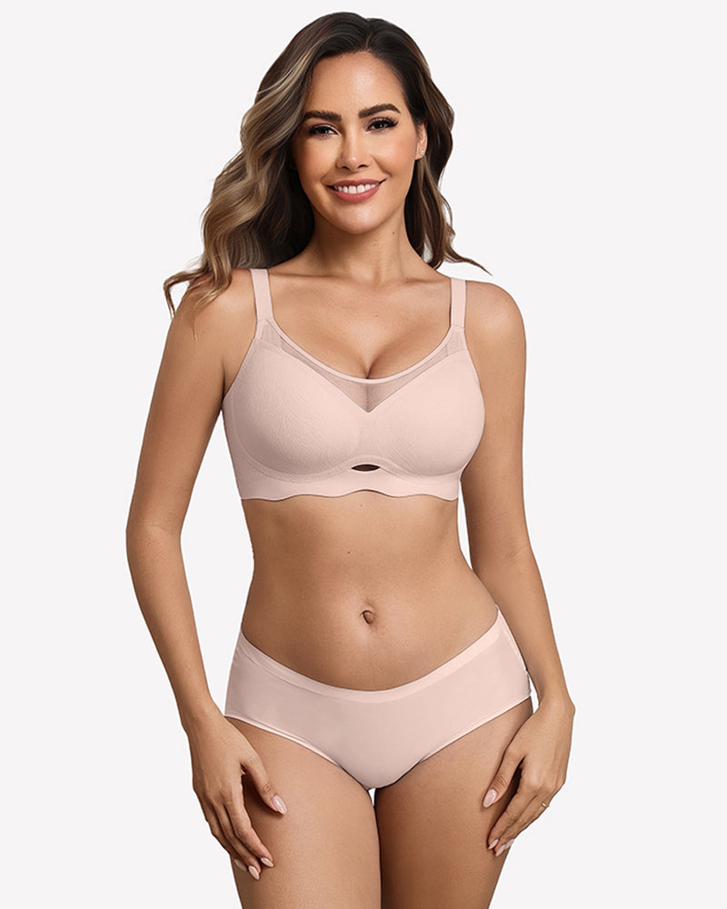 V Neck Wireless Bra Lifting Sexy Mesh Bra