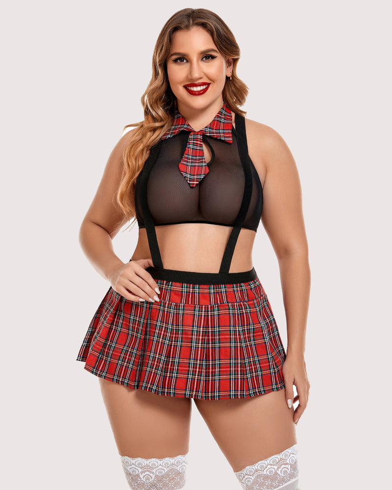 Plus Size Tie Top and Mini Skirt