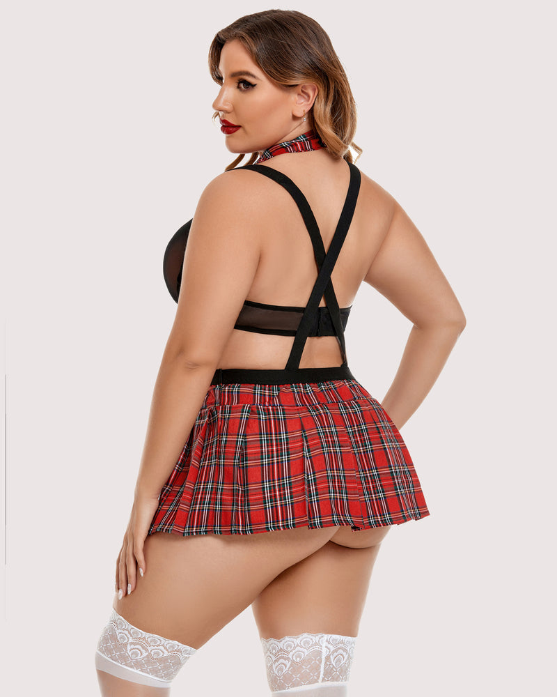Plus Size Tie Top and Mini Skirt