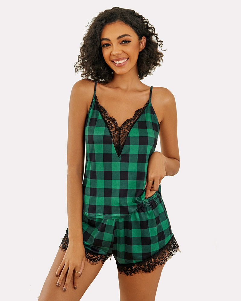 Lace Trim Short Pajama Set