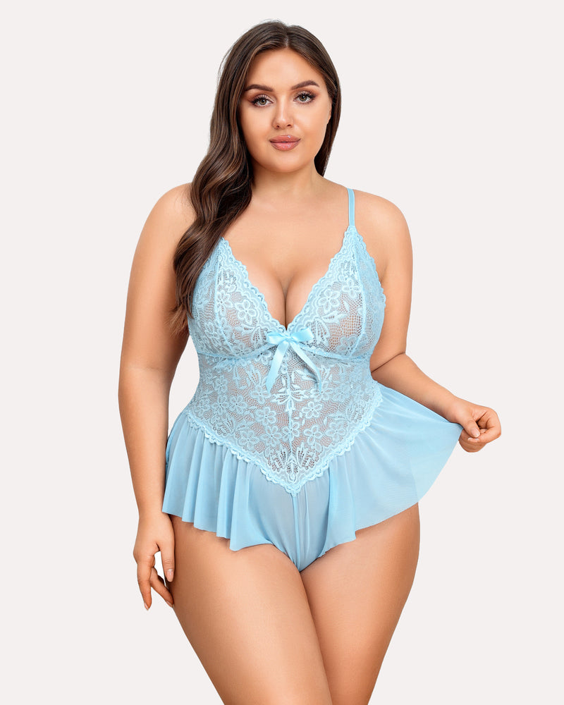 Plus Size Lingerie Lace Bodysuit
