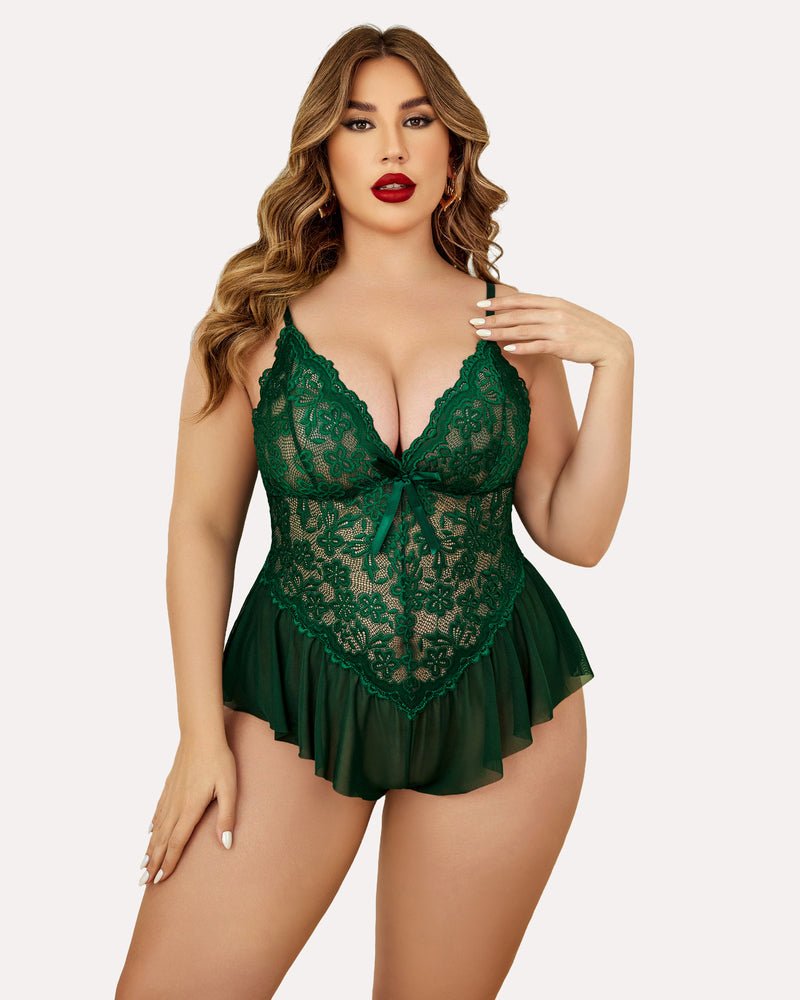 Plus Size Lingerie Lace Bodysuit