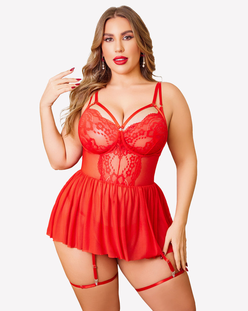 Plus Size Lace Babydoll Boudoir Nighty