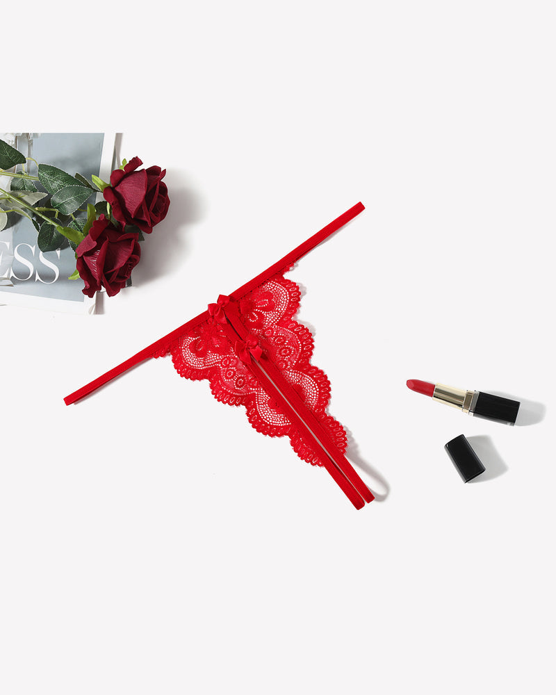 Lace Thongs Low Rise Bow Panties